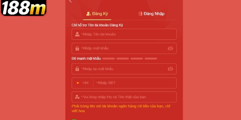 Các bước thực hiện thiết lập tài khoản thành viên 188m