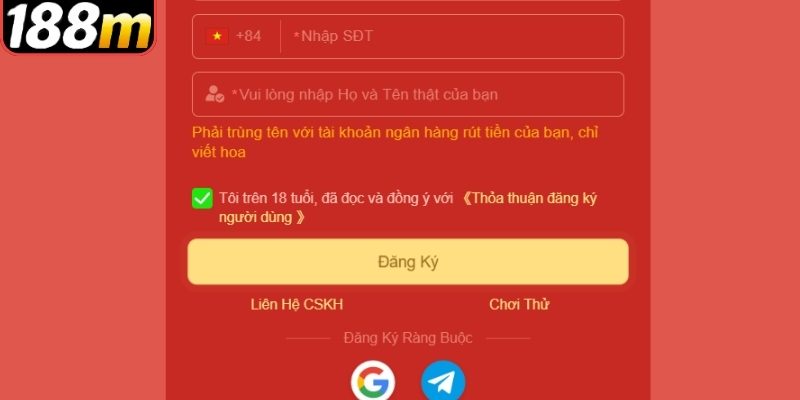 Các yêu cầu cơ bản của quá trình đăng ký 188m 