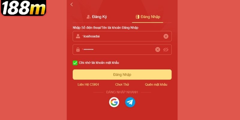 Đăng nhập tài khoản hội viên 188m