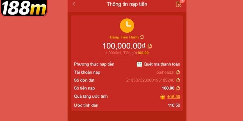 Xem xét trạng thái của yêu cầu nạp tiền 188m