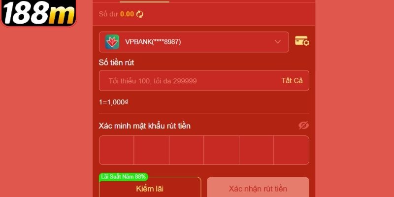 Điền đúng số vốn và xác nhận lệnh rút tiền 188m
